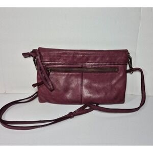 EVITA 100% Leather Crossbody Bag Purse Clutch Dark Cranberry 6 x 9.5 India